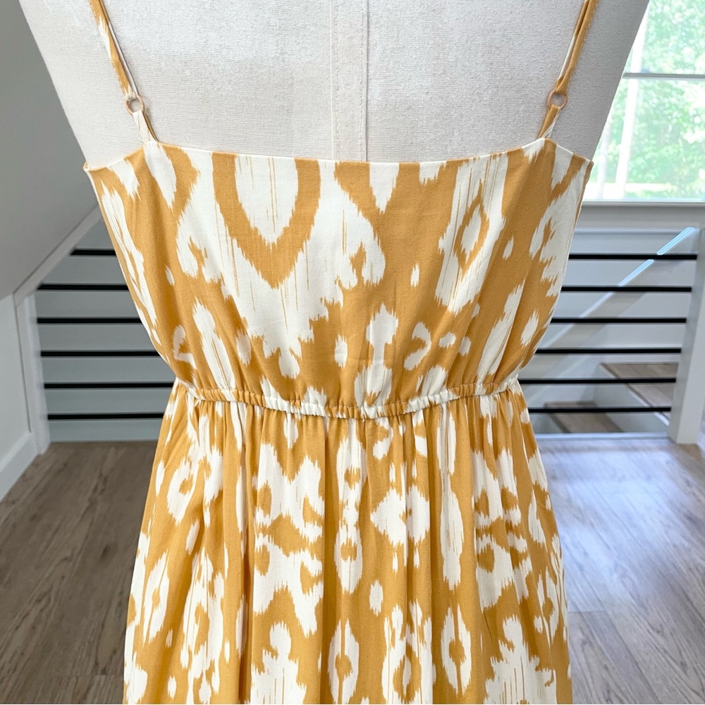 White and gold, yellow bohemian maxi dress with buttons - Picture 4 of 8